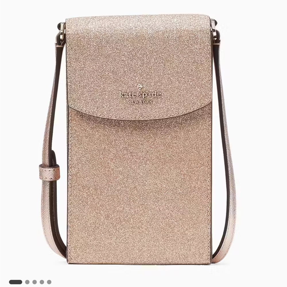 kate spade Gold Crossbody Bag with Flap Closure and Adjustable Strap